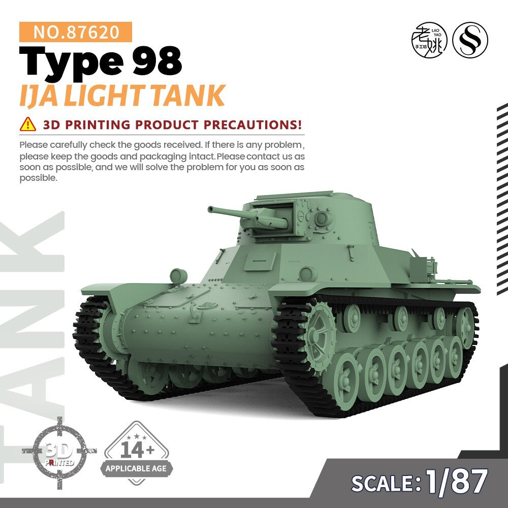 SSMODEL SS87620 1/87 HO Scale Railway Military Model Kit IJA Type 98 Light Tank
