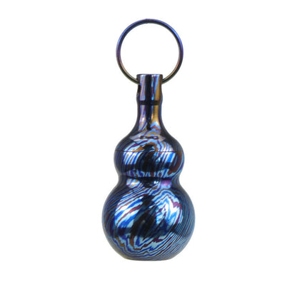 Titanium Timascus Gourd Pill Case Holder Container Waterproof Keychain Pendant