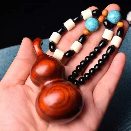 Red Sandalwood Gourd Pendant 3.03in Handheld Wenwan Car Hanging Wood Craft