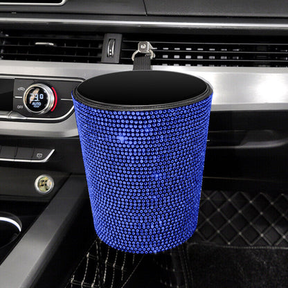 Bling Rhinestones Car Auto Trash Can Garbage Rubbish Bin Dust Case Holder Box