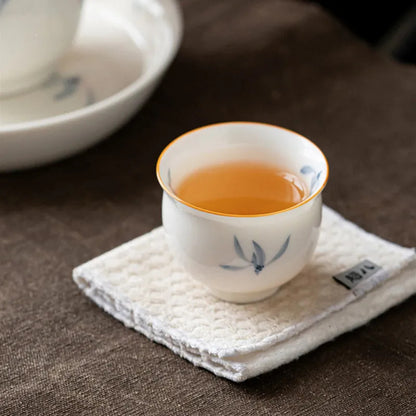 1Pc Chinese Porcelain Tea Cup Handmade Orchid Pattern Ceramic Tea Bowl Teaware