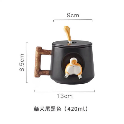 Ceramic Coffee Mug Lid Spoon Girls Gift Milk Tea Creative Breakfast Cups