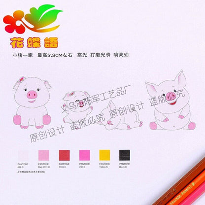 3pcs/lot Pig Family Micro Landscape PVC Crafts Home Mini Accessories Creative