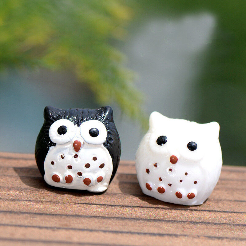 Night Owl Figures Miniature Figurine Mini Garden Aquarium Statue Craft 2 Pcs/Set