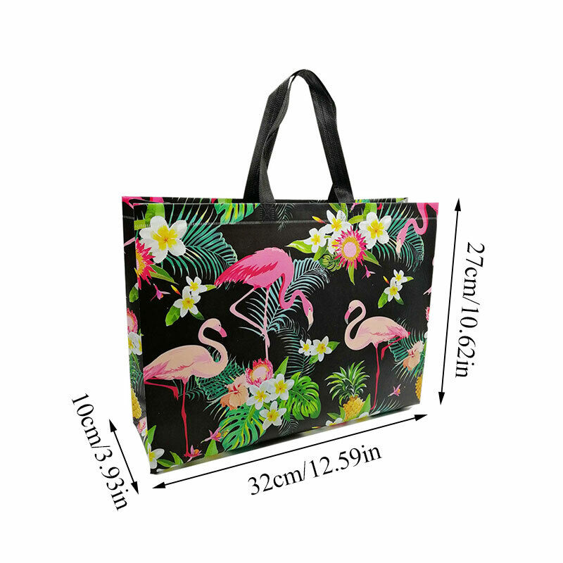 Reusable Shopping Bag Pouch Travel Flamingo Printed Non-woven Fabric Folding Bag