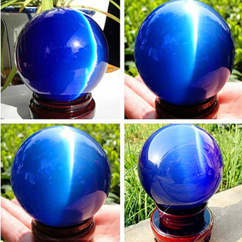Beautiful ASIAN QUARTZ CAT EYE CRYSTAL HEALING BALL SPHERE 40-100MM