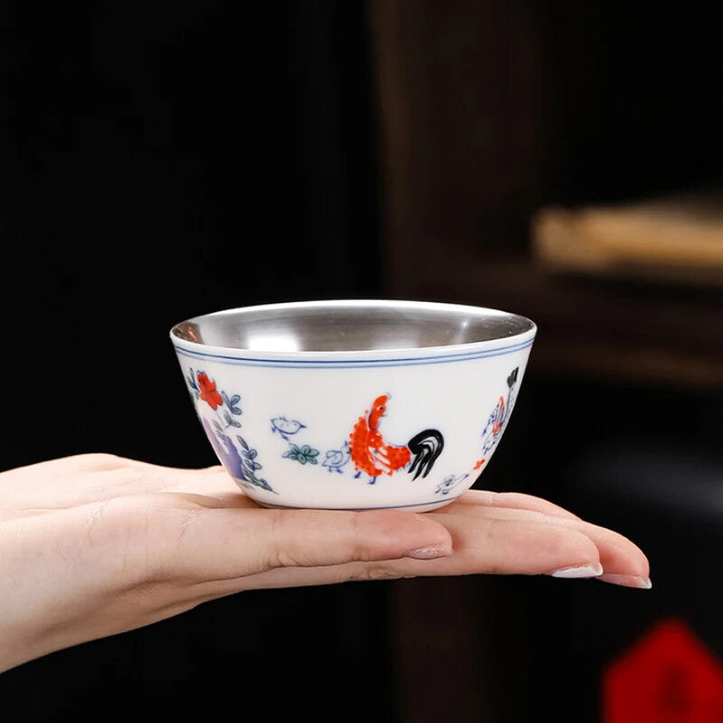 120ml Household Ceramic Gilt Silver Teacup Creative Single Master Cup Tea
