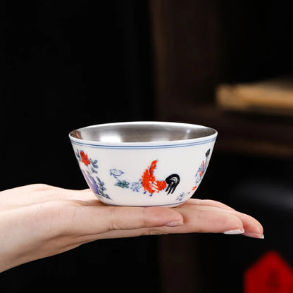 120ml Household Ceramic Gilt Silver Teacup Creative Single Master Cup Tea