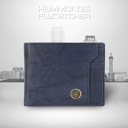 Brand New Authentic RFID Protected Blue BI-Fold Genuine Leather Mens Wallet