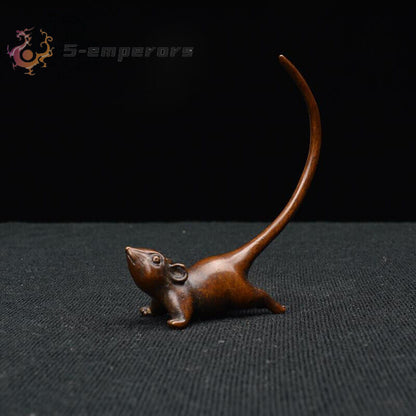 Rare chinese old bronze hand carved lovely mouse statue figure Tea pet Art Gift