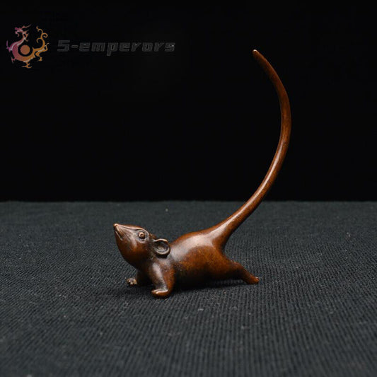 Rare chinese old bronze hand carved lovely mouse statue figure Tea pet Art Gift