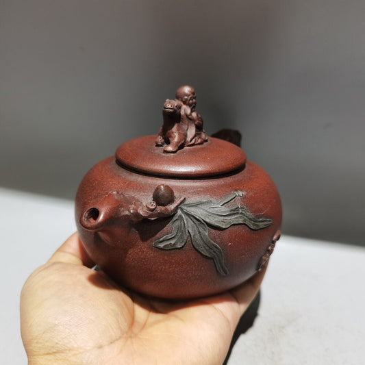vintage chinese yixing purple clay teapot zisha ceramic figure statue teaware