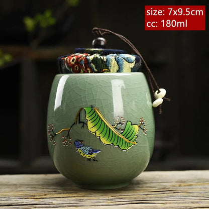Portable Ceramic Tea Caddy Household Sealed Tank Travel Tea Boxes Containers