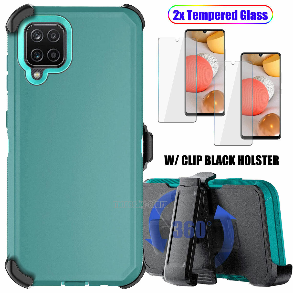 Case Clip Holster Cover,Tempered Glass Protector For Samsung Galaxy A42 5G