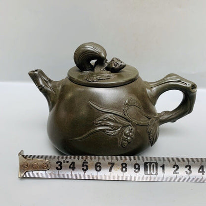 Vintage Chinese Yixing Purple Clay Teapot Zisha Ceremony Carving Collectible Art