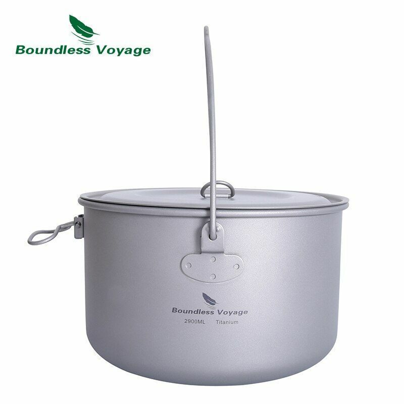 Pot 1.3L / 1.95L / 2.9L Camping Titanium Cookware Lid Lightweight Cooking Kit