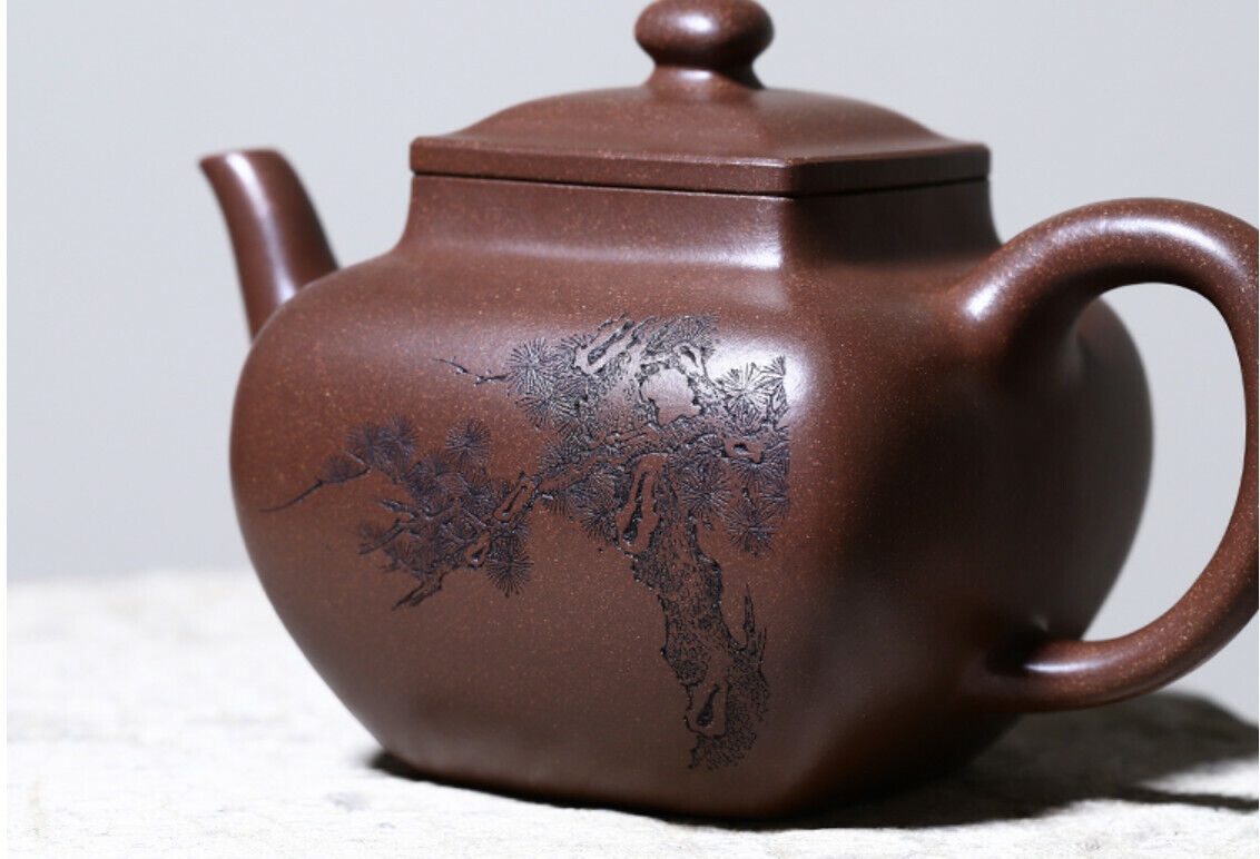 350cc chinese Yixing Handmade Zisha Old PurpleClay Teapot DaDuSiFang Hu Tea Pot