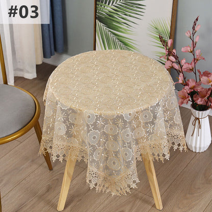 Lace Floral Embroidered Tablecloth European Style Tea Table Dust-Proof Covers