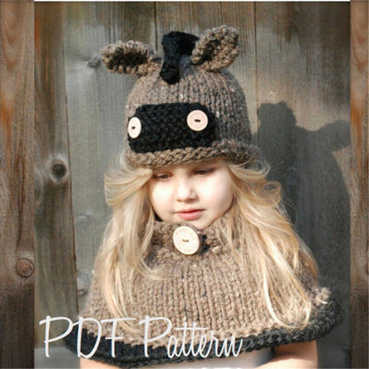 Cute Animals Style Girls Hats Scarf Set Winter Kids Knitting Hat Neckerchief