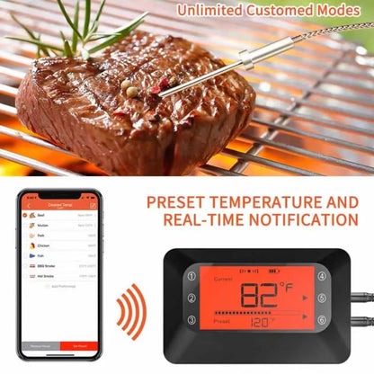 Remote Wireless BBQ Meat Thermometer with Max 4 Channel for Smoker Grilling