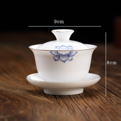 170ml Chinese Jingdezhen Porcelain Gaiwan Ceramic Tureen Thin Glaze Tea Bowl Lid