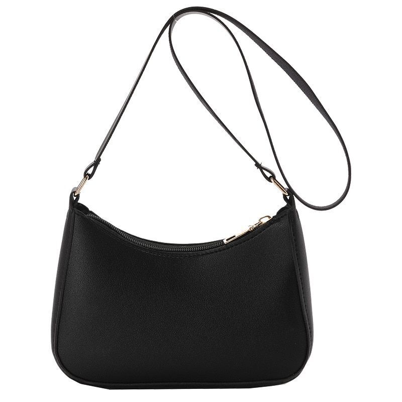 Fashion Handbag Retro Solid Color Leather Shoulder Underarm Bag Casual Handbags