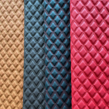 Double Thread Quilted Faux Leather Vinyl Fabric Foam Backing Upholstery Cushion