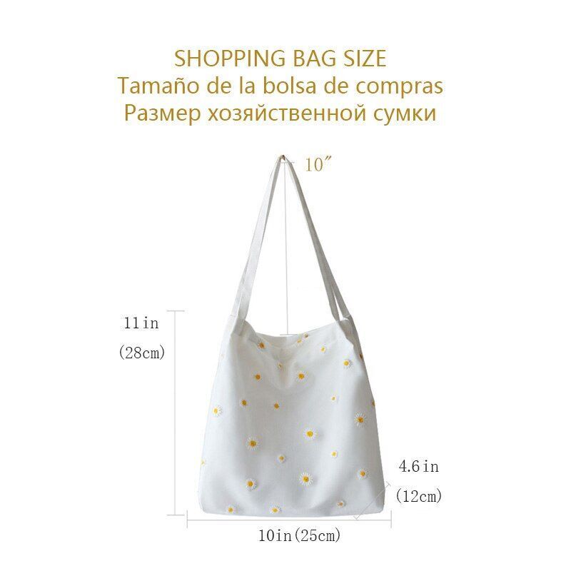 Small Canvas Bag Handbag Casual Daisy Crochet Cute Mesh Shoulder Bag Shopping