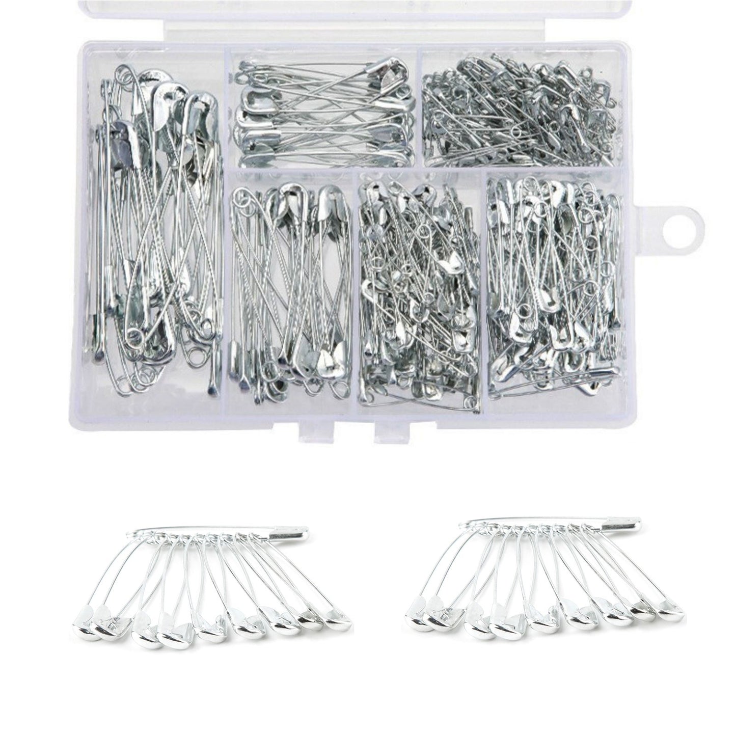 Lots Steel Safety Pins Assorted 6 Size Heavy Duty Nickel Plated Clothes Pins