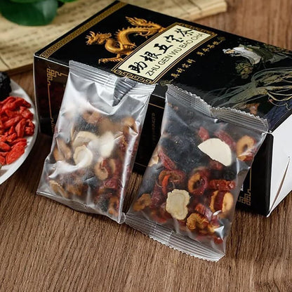 Zhu Gen Wu Bao Cha Ginseng Five Treasures Tea Kidney Tea Wubao Tea 150g Box