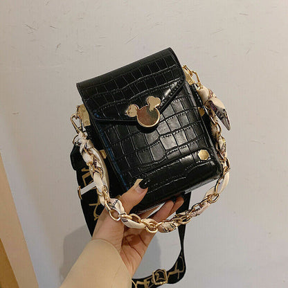 PU Leather Crossbody Bags For Women small Shoulder Handbag Chain Bag