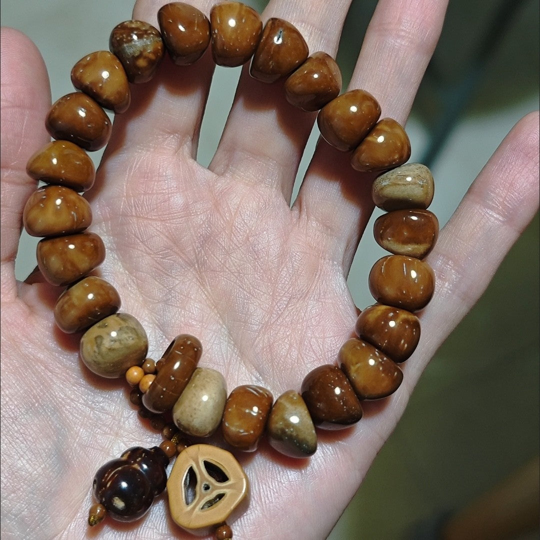 Cooke Bead Purple Golden Rat Carved Bracelet Funny Face Design