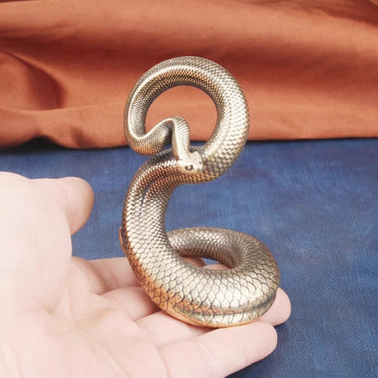 Brass Pythons Snake Statue Handcraft Figurine Artwork Amulet Office Home Decor