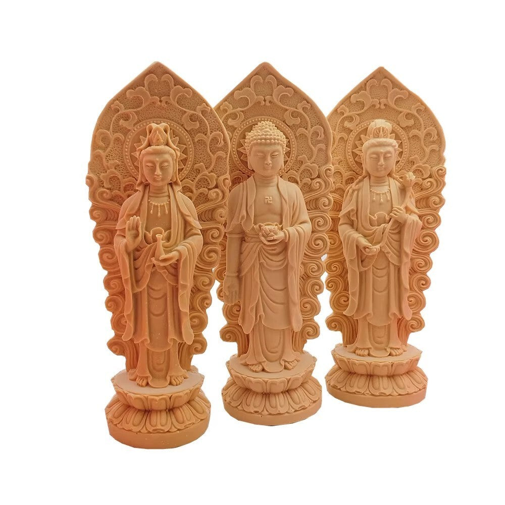 3-Piece 3D Silicone Mold Buddhist Western Trinity Shrine DIY Buddha Statue Decoration -