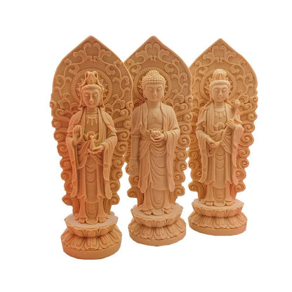 3-Piece 3D Silicone Mold Buddhist Western Trinity Shrine DIY Buddha Statue Decoration -