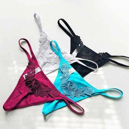 Babydoll G-String Women Thong T-Back Panties High Cut Floral Lingeries Sleepwear