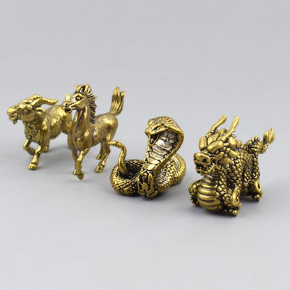 1Pc Retro Brass Twelve Chinese Zodiac Ornament Desktop Handicraft Tea Pet