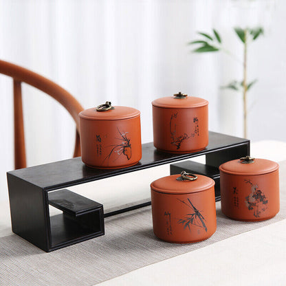 1pc Purple Clay Tea Jar Travel Tea Bag Storage Box Portable Sealed Tea Caddy