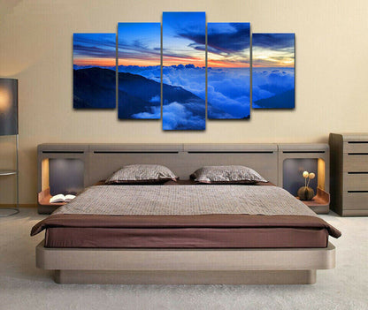 Sky Sunrise Earth 5 Panel Canvas Print Wall Art Poster Home Decoration