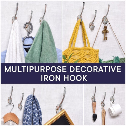 Antique Rustic Iron Set of 3 Wall Hooks Decorative Hook Coat Clothes Hat Hanger