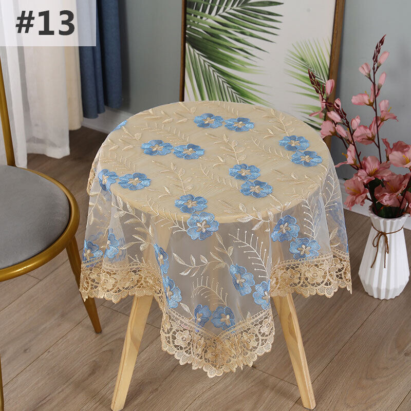 Lace Floral Embroidered Tablecloth European Style Tea Table Dust-Proof Covers