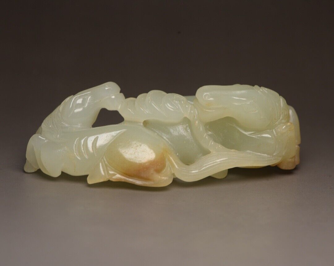 Chinese Antique Hetian Jade Carving Pair Horse Statue Exquisite Figurine Artwork
