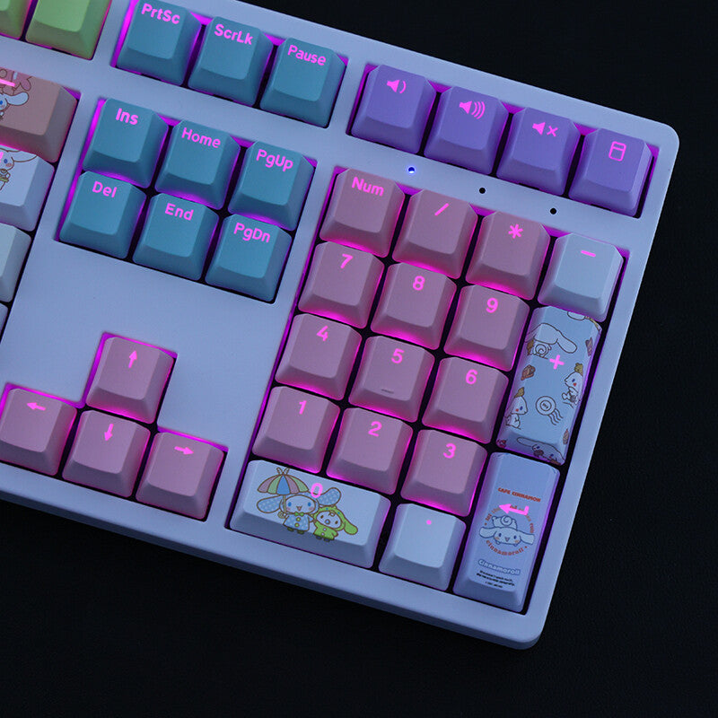 New Cute Cinnamoroll Theme PBT Translucent Keycaps 108 OEM Height for Mechanica