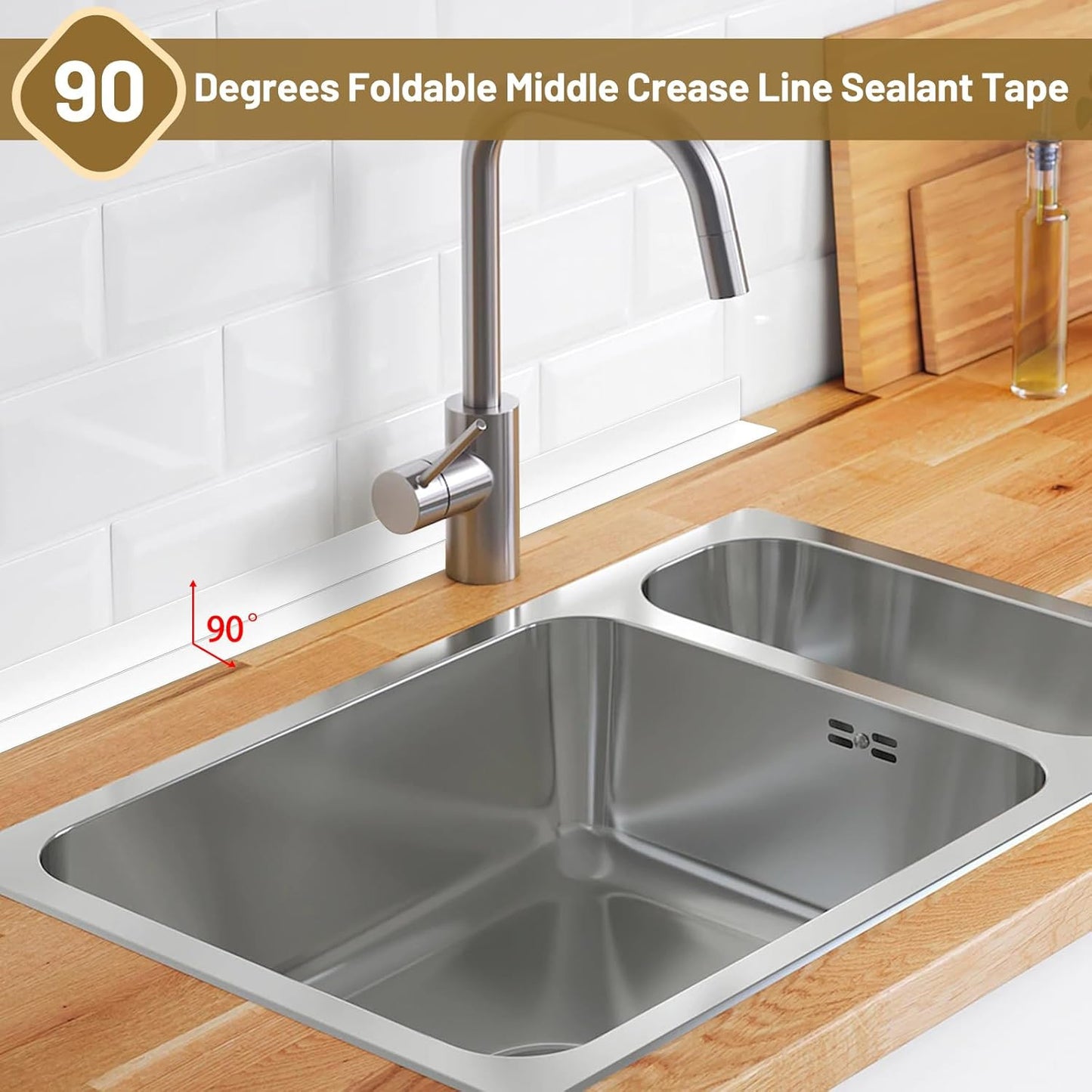 10.5FT PVC Self Adhesive Caulk Sealing Strip Tape For Kitchen Wall Sink Toilet