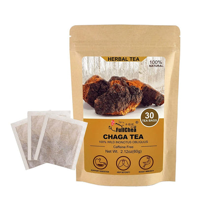 2023 FullChea Chaga Tea Bags, 2g * 30 Teabags - Premium Chaga Herbal Tea