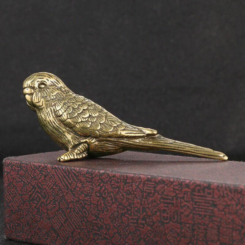 Metal Budgie Figurine Desk Ornament Statue Sculpture Parakeet Budgerigar Parrot