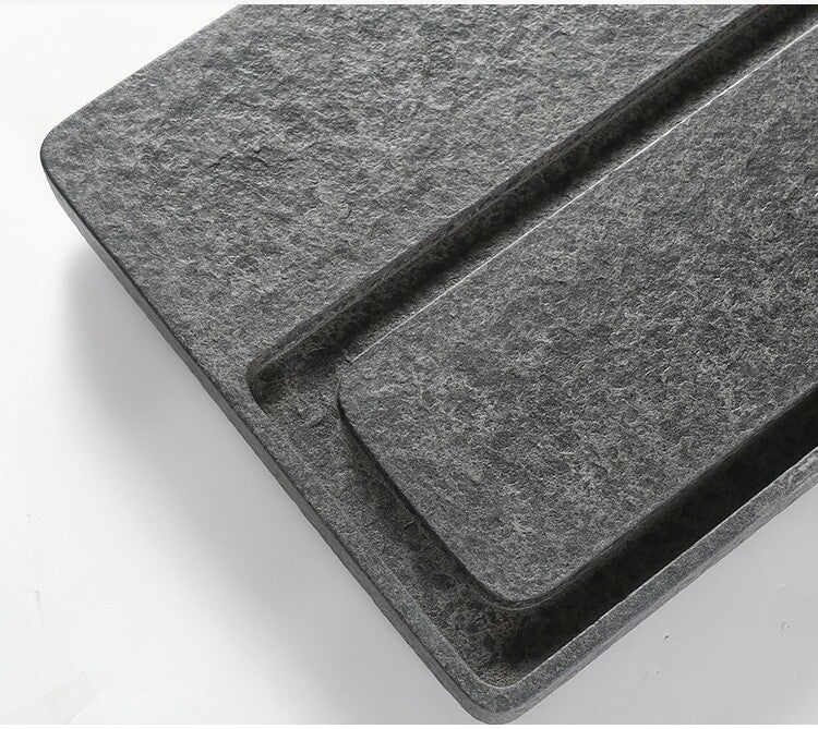 Multi Size Black Stone Tea Tray Simple Pattern Water Draining Tea Boat On Sales