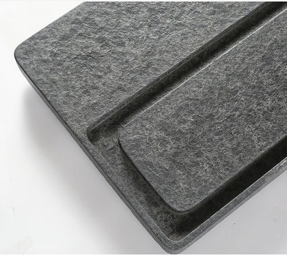 Multi Size Black Stone Tea Tray Simple Pattern Water Draining Tea Boat On Sales