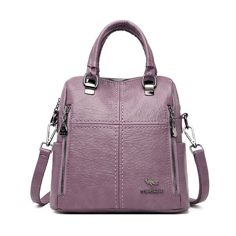 High Quality Leather Backpack Shoulder Bags Multifunction Travel School Bag 1 PC