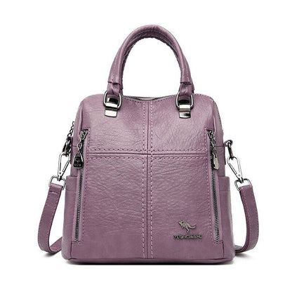 High Quality Leather Backpack Shoulder Bags Multifunction Travel School Bag 1 PC